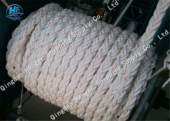 Quality Rolled Braided Nylon Rope MTR White 8 Strand Mooring Rope High Strength For Ship factory
